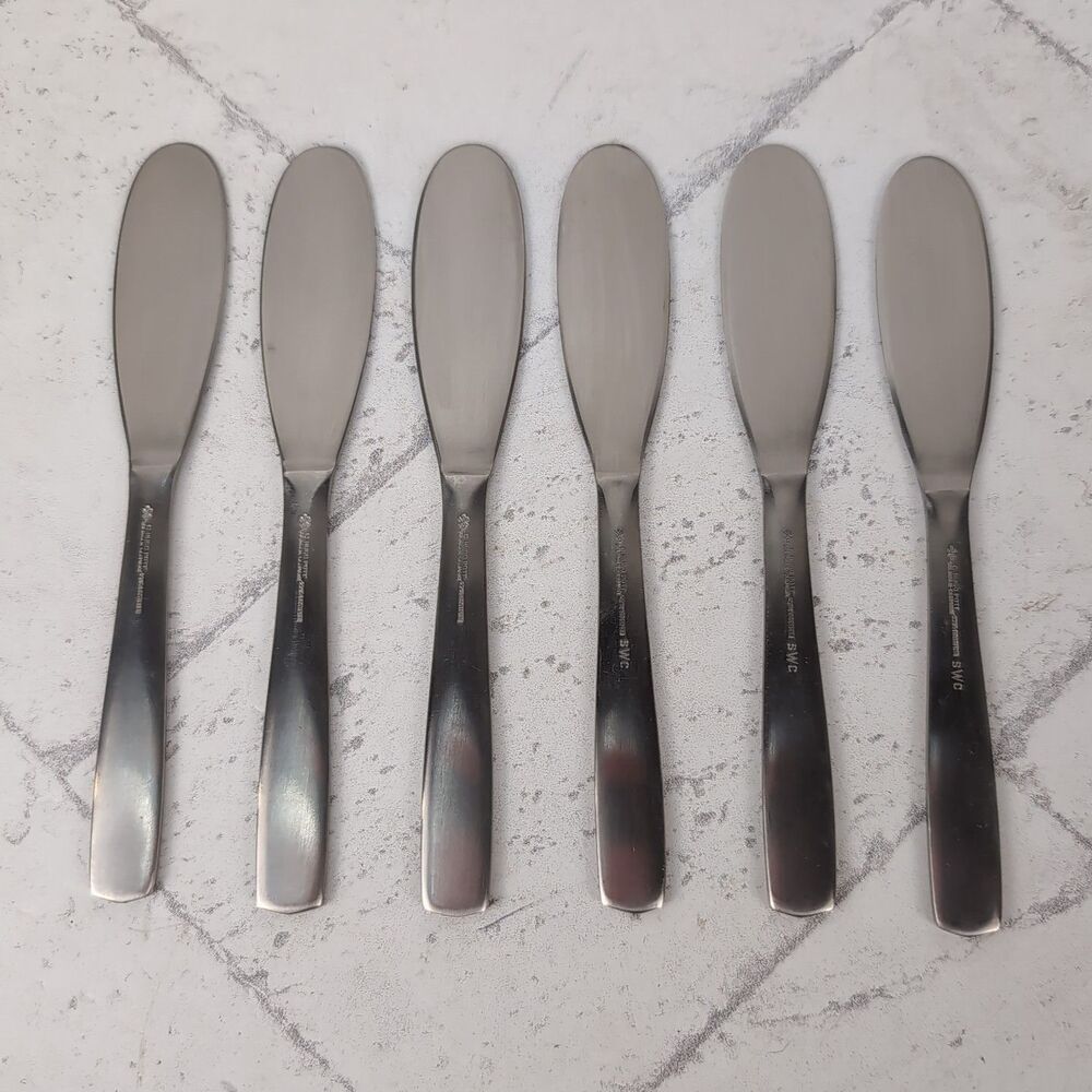 Hugo Pott 2716 Pott 16 Flat Handle Butter Spreader Stainless Rostfrei Set of 6